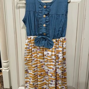 Back-to-school dress, girls  4XL, 9/10. Denim top & pencil-print skirt. NWOT